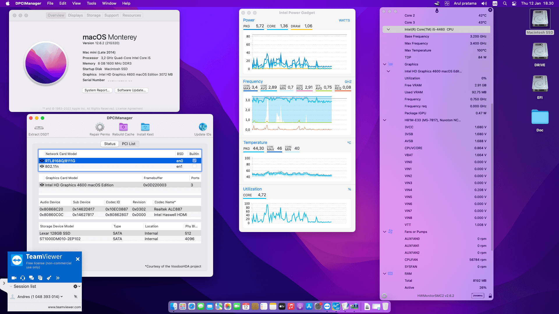 Success Hackintosh macOS Monterey 12.6.2 Build 21G320 in MSI H81M-E33 + Intel Core i5 4460